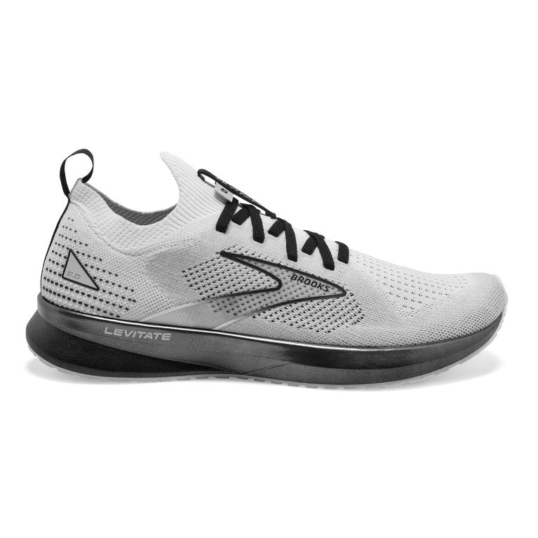 Brooks Levitate StealthFit 5 Energy-Return Road Running Shoes - Men's - White/Grey/Black (51963-PNGW